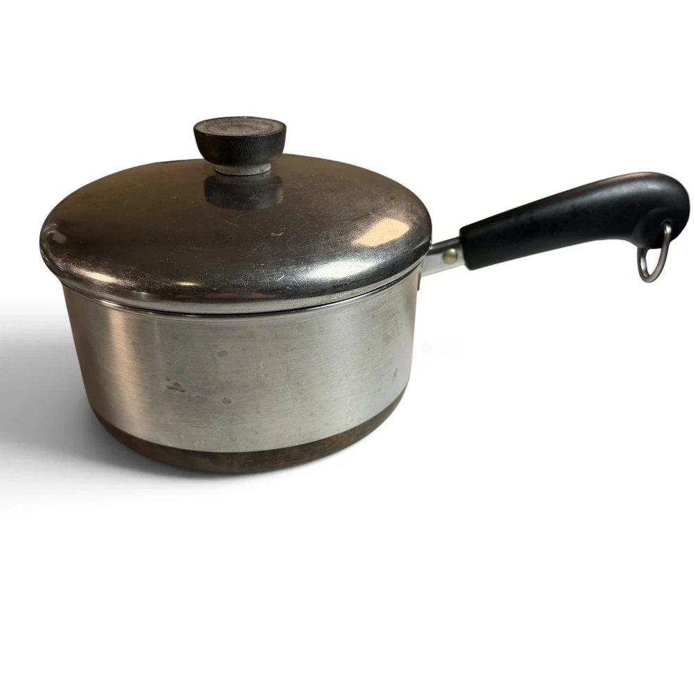 Revere Ware 2 Qt Copper Bottom Saucepan with Lid Stainless Steel Made in USA